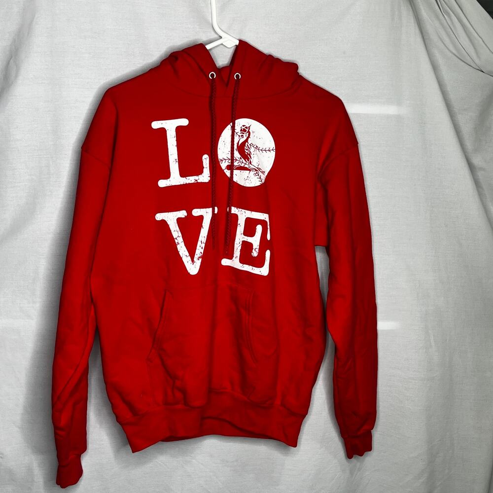 Cardinals Baseball Love Graphic Red Hoodie Sweatshirt M
